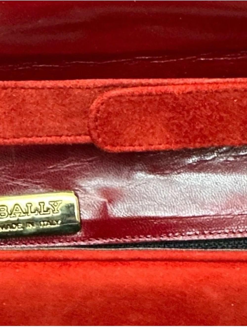 Bally Multicolor Suede Flap Bag / Clutch in Red, Blue, Brown with Gold Accent - Picture 8 of 9